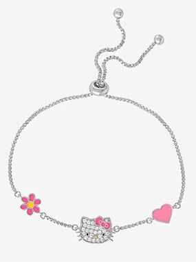 Sanrio | Hello Kitty Silver-Plated Crystal Bolo Bracelet